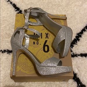 silver glitter heels